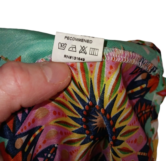 Joy & Co. Sleeveless Mini Dress, Aqua with Multi-Color Print, sz L, EUC! - Picture 10 of 10